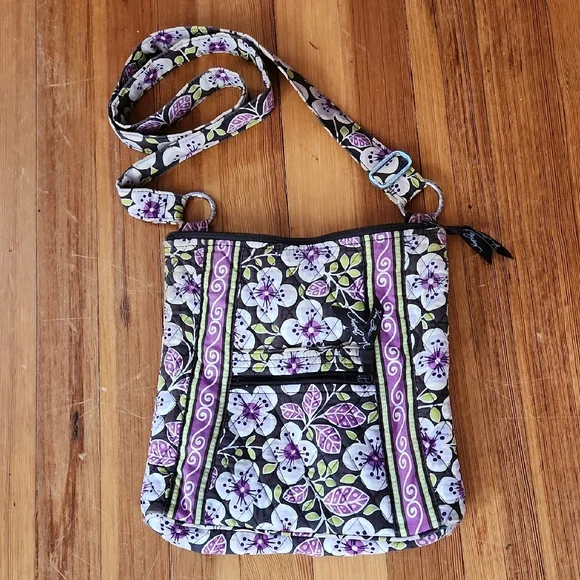 Vera Bradley Purple and Green Floral Crossbody Bag - Picture 3 of 4